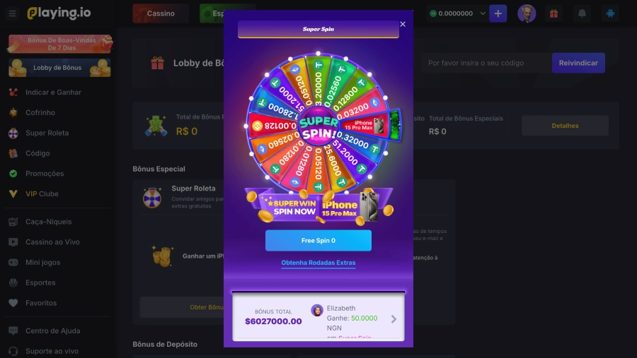 Super Roleta do Playing.io Cassino