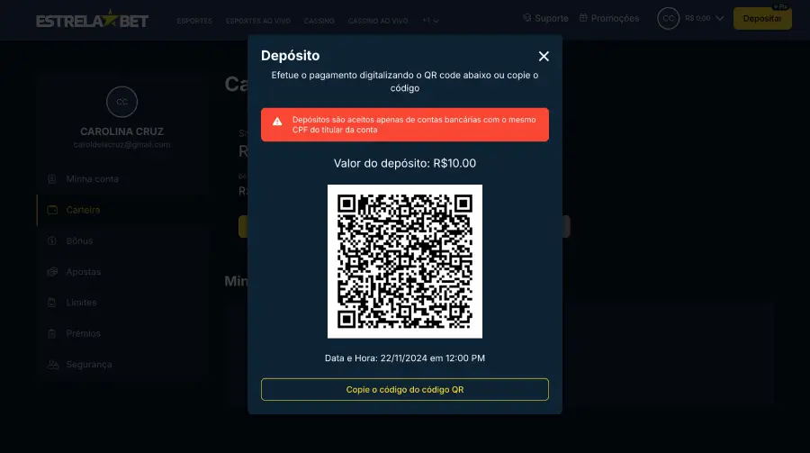 EstrelaBet Cassino - depósito com Pix