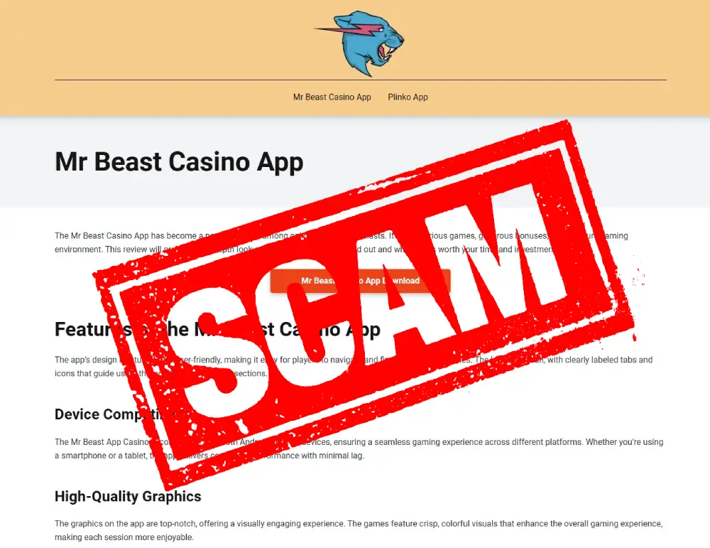 Golpe-MrBeast-Casino-Site