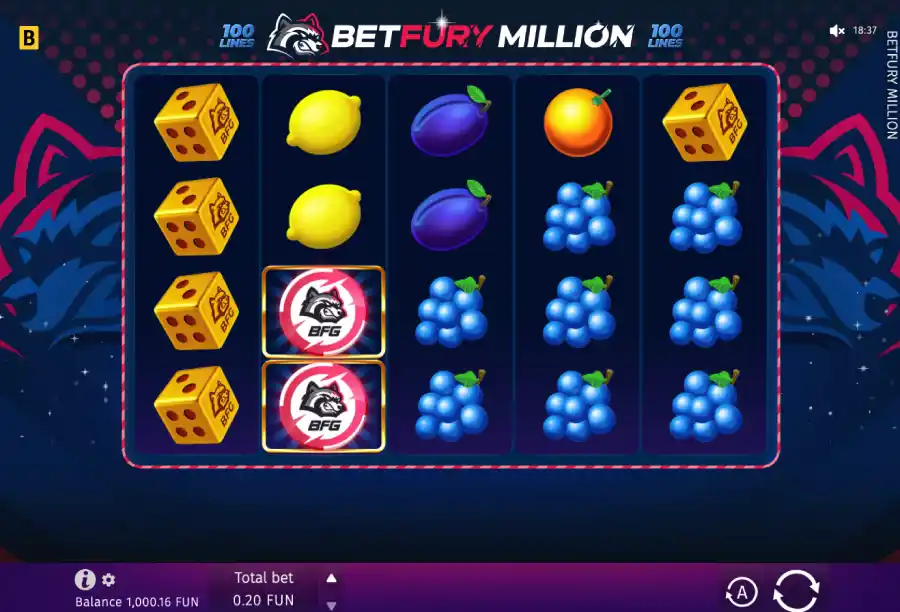 Jogando slot próprio da BetFury com BGaming, BetFury Million.