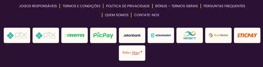 Métodos de pagamento após logar na conta Bizzo.
