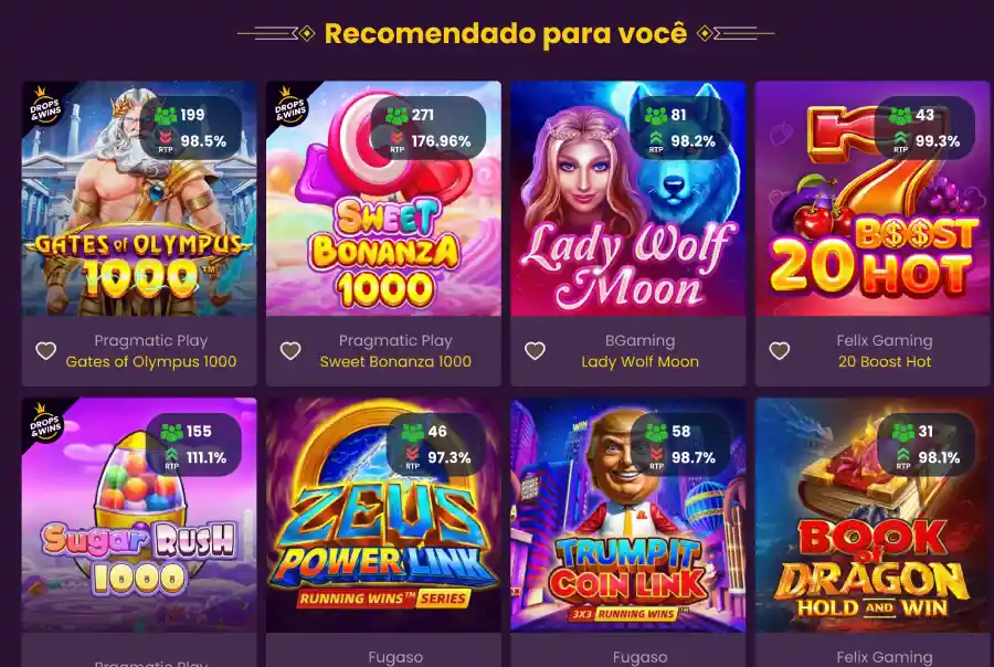 Seção de slots com "RTP"