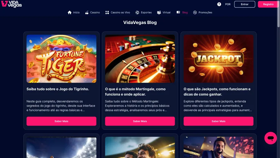 Textos com estratégias de cassino do VidaVegas