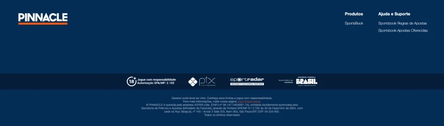 Número de registro e autorização da SPA para a Pinnacle operar no Brasil.