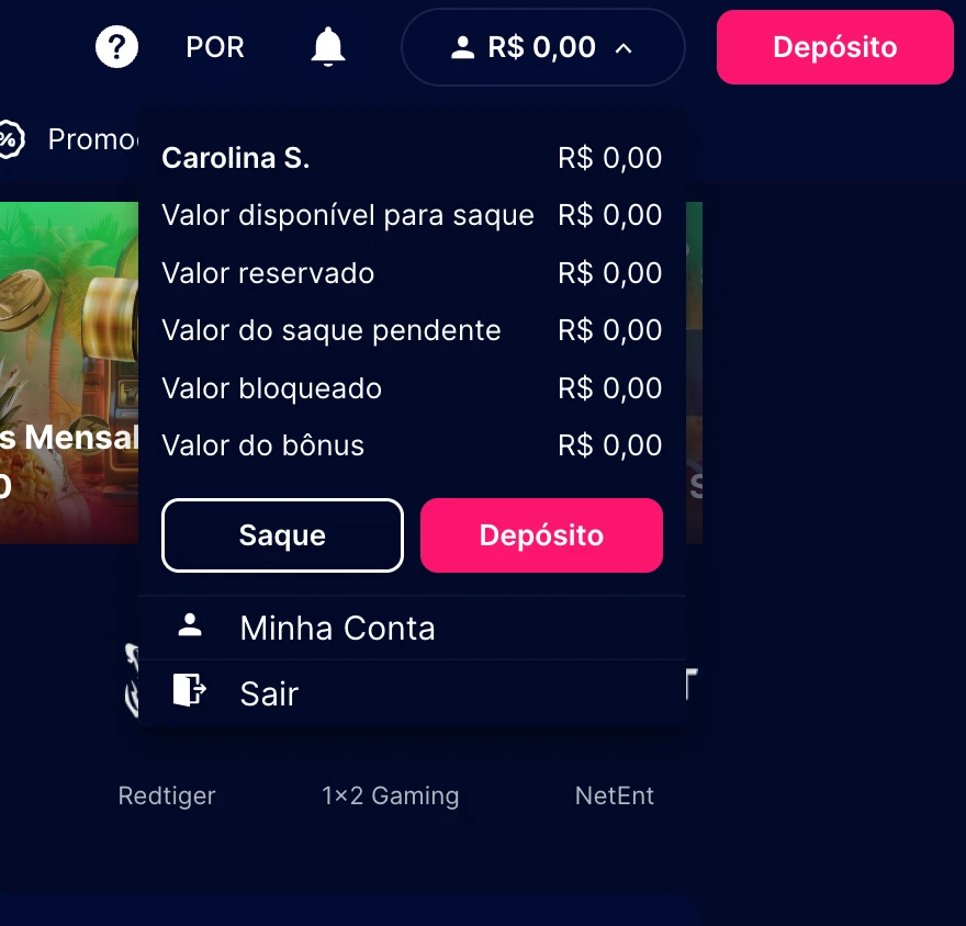 Valores ficam separados na conta VidaVegas