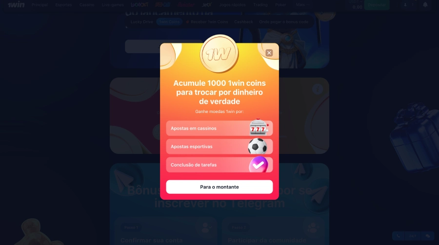 Explicação do 1win Coins do cassino