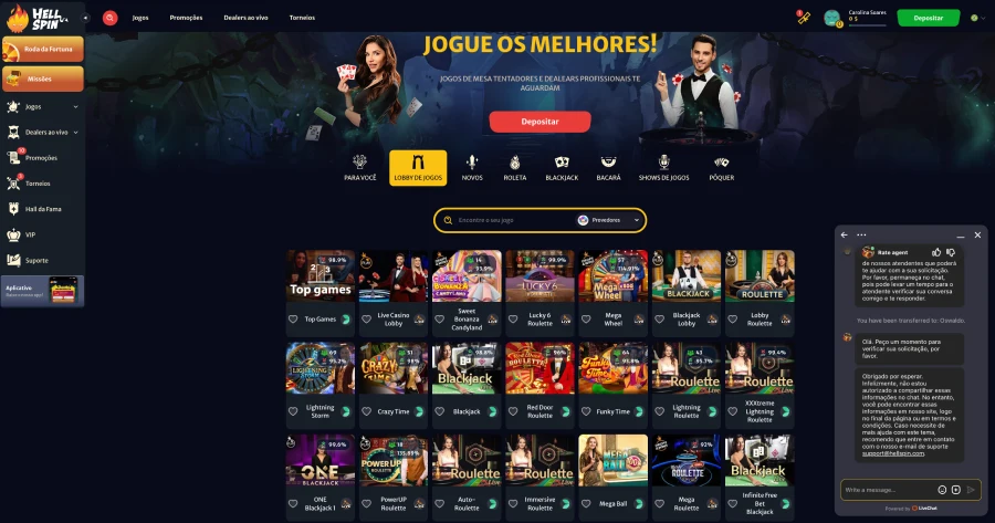 O atendente do Hell Spin não conseguiu confirmar a licença de Curaçao.