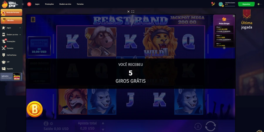 Jogando com giros grátis no Hell Spin