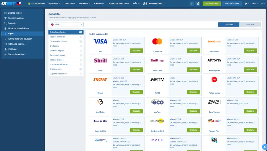 Os meios de pagamento no 1xBet são convenientes por sua adaptação aos diferentes mercados locais na América Latina.