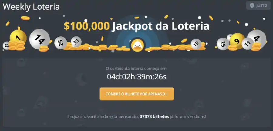 Loteria semanal disponível do Duck Dice