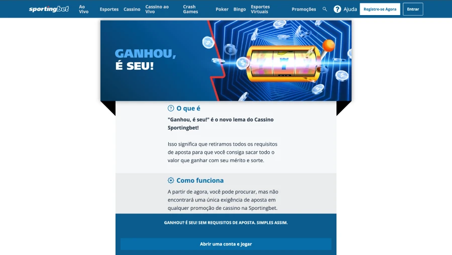 SportingbetCassino, promoção ganhou é seu.